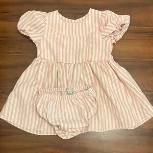 Pink Striped Dress and Diaper Cover Set